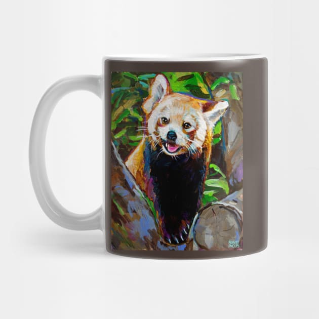 Cute and Colorful Red Panda Painting by Robert Phelps by RobertPhelpsArt